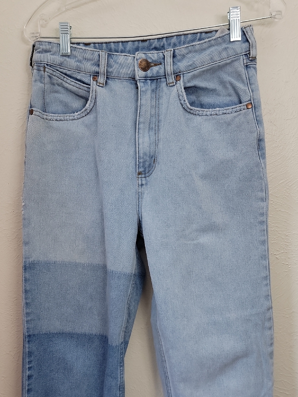 Wrangler X billabong Patchwork Light Blue Denim Jeans 28 - Picture 2 of 8